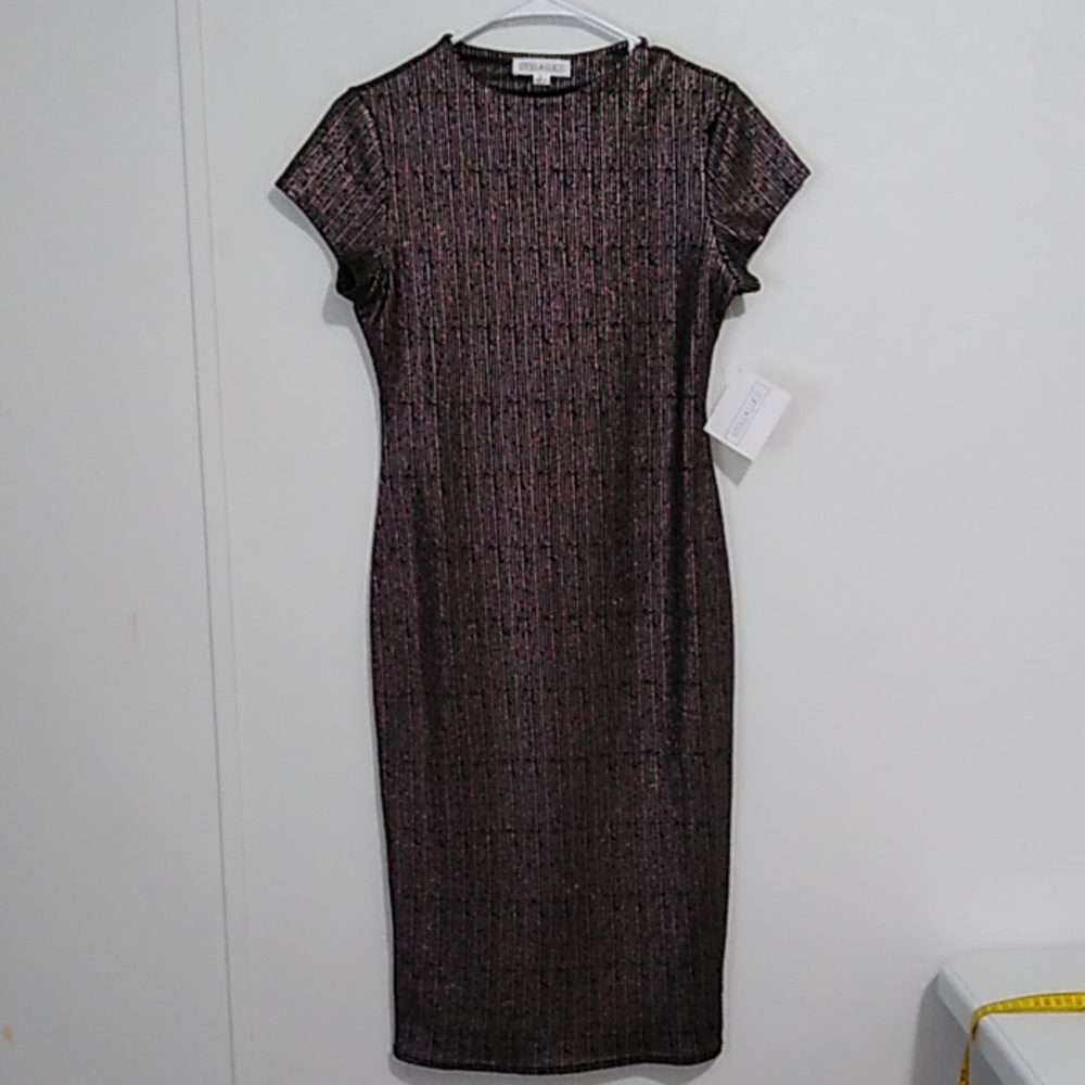 Stella Luce Shimmery Stretchy Silver Dress